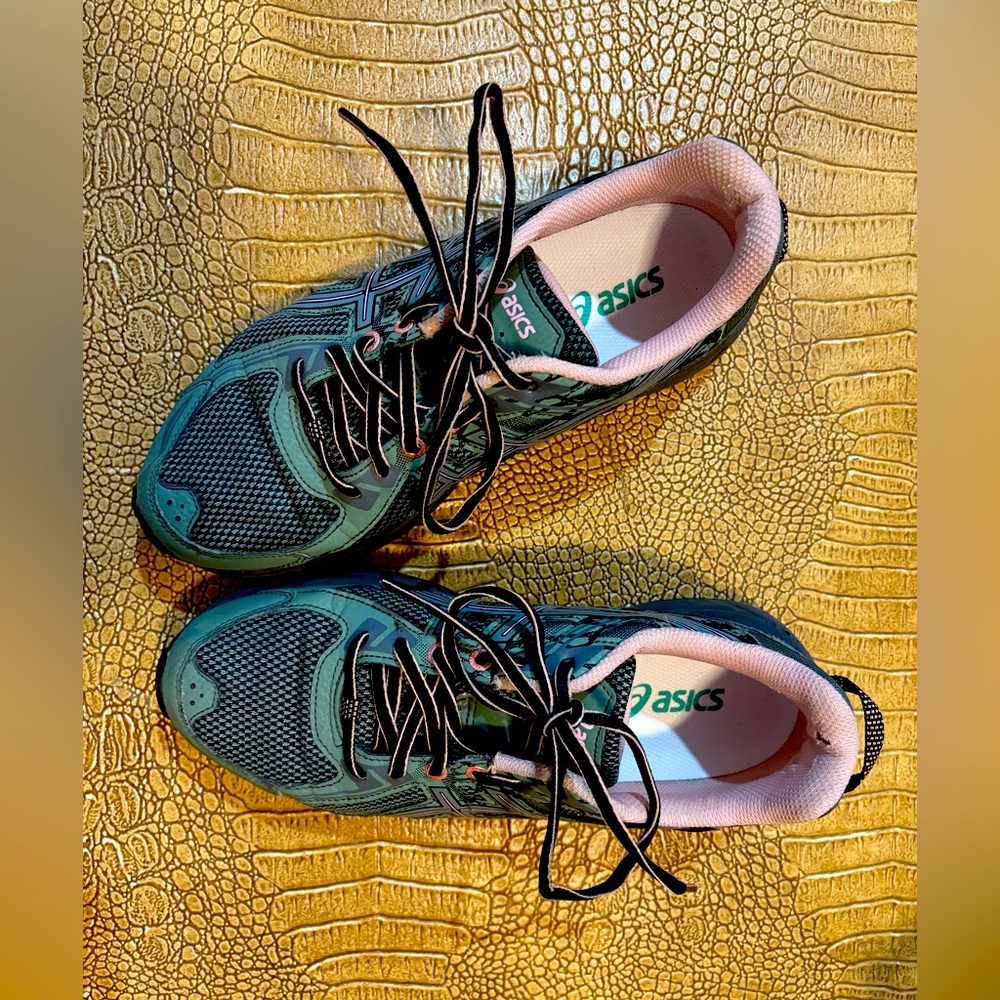 Asics Olive and Pink Gel Venture 6 Athletic Sneakers